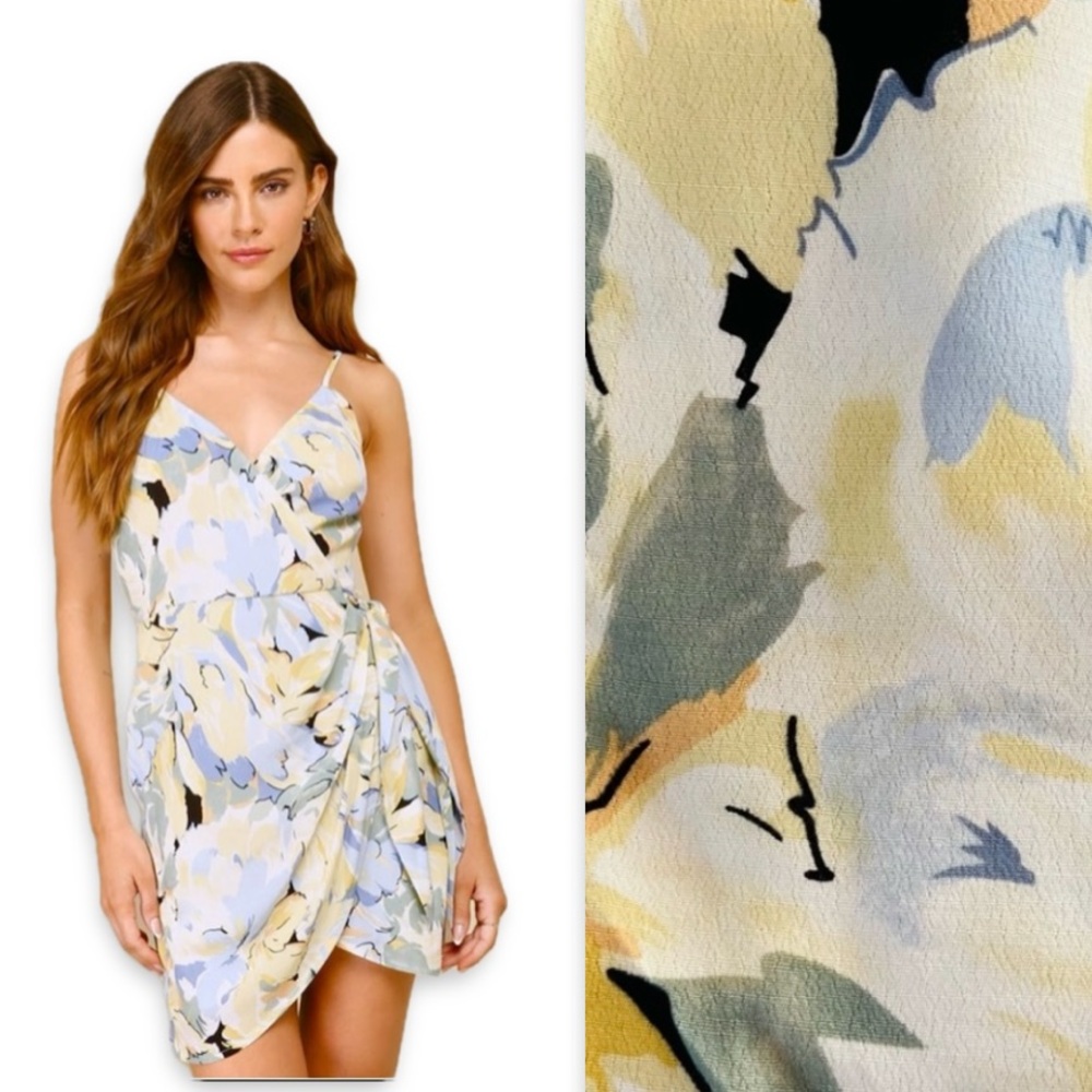 NWT Lulu’s Mini Floral Dress Blossoming Emotion Ivory Multi Floral Faux-Wrap